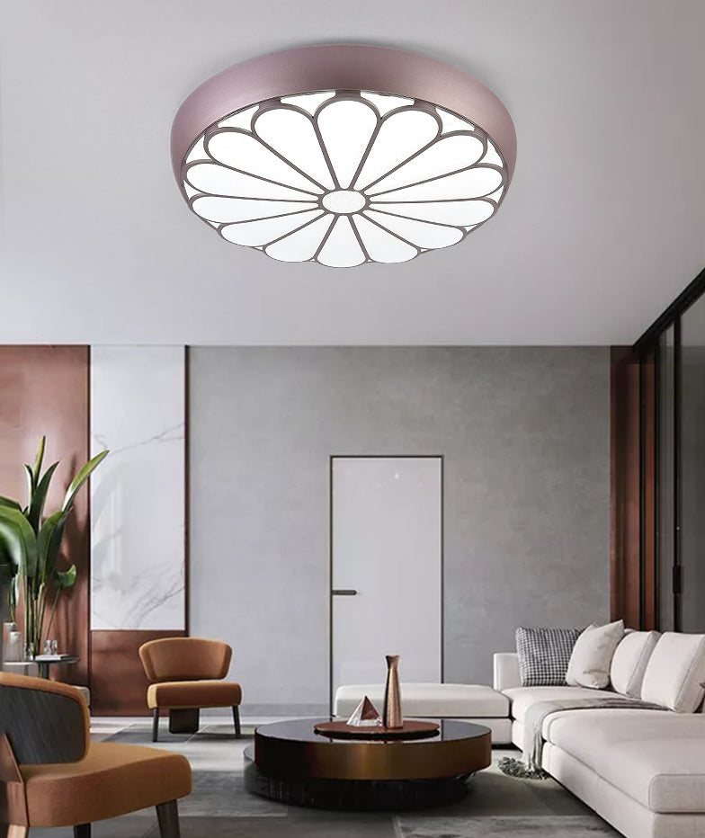 Floral Metal Circular Flush mount Ceiling Lamp Modern Style LED Flush Mount Lighting for Bedroom