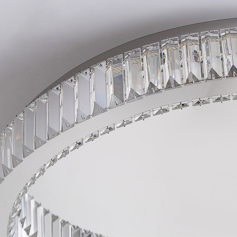 Sliver Crystal Circular Flush mount Ceiling Lamp Modern Style LED Flush Mount Lighting for Bedroom