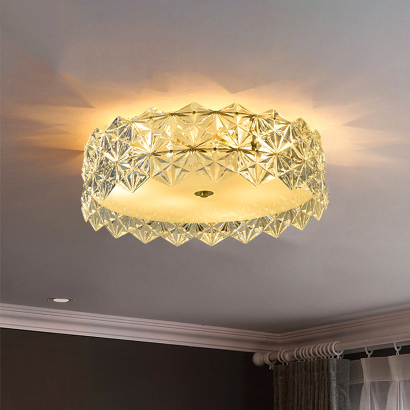 Geometric Crystal Circular Flushmount Ceiling Lamp Modern Style Gold Flush Mount Lighting for Bedroom