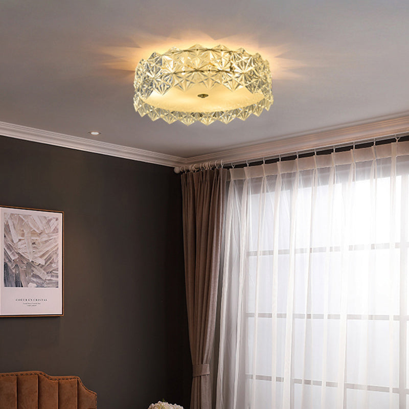 Geometric Crystal Circular Flushmount Ceiling Lamp Modern Style Gold Flush Mount Lighting for Bedroom