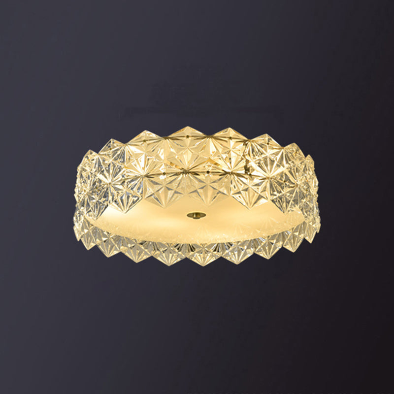 Geometric Crystal Circular Flushmount Ceiling Lamp Modern Style Gold Flush Mount Lighting for Bedroom