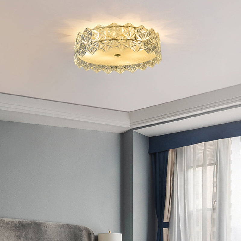 Geometric Crystal Circular Flushmount Ceiling Lamp Modern Style Gold Flush Mount Lighting for Bedroom