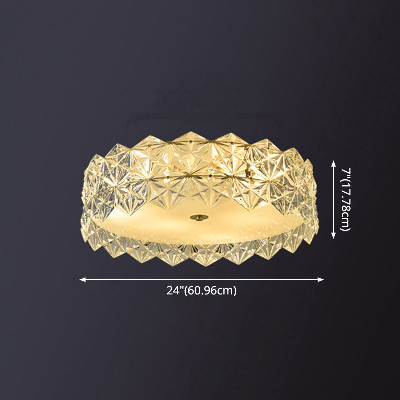 Geometric Crystal Circular Flushmount Ceiling Lamp Modern Style Gold Flush Mount Lighting for Bedroom