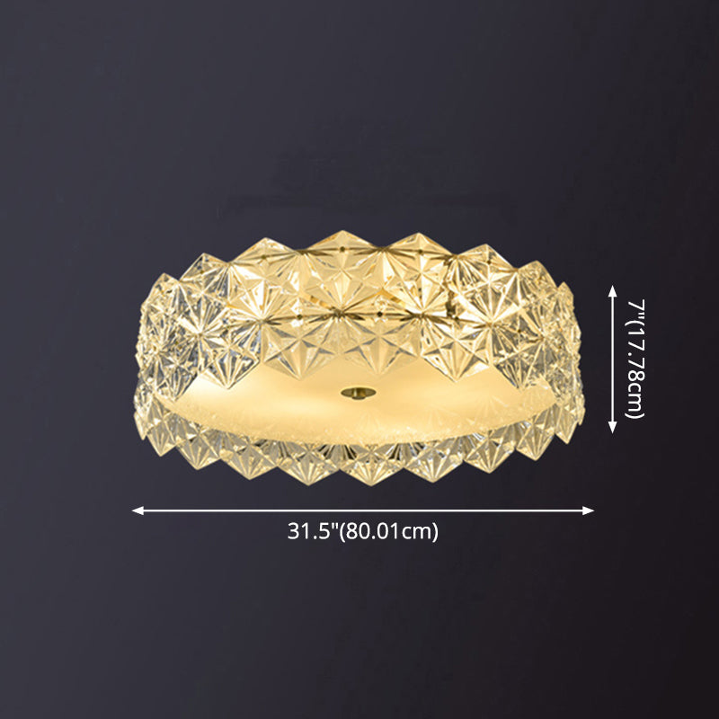Geometric Crystal Circular Flushmount Ceiling Lamp Modern Style Gold Flush Mount Lighting for Bedroom