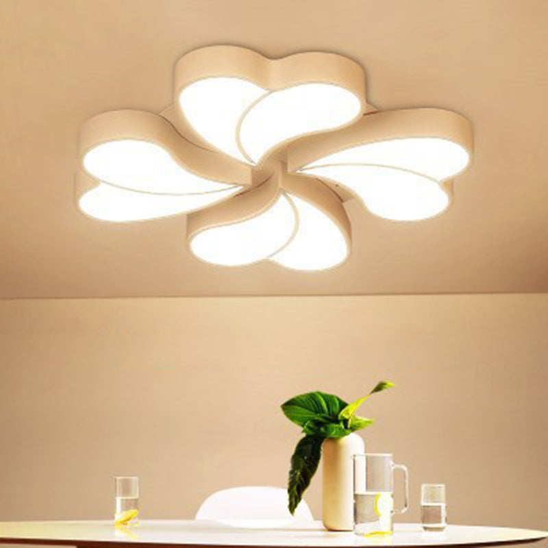White Floral Flushmount Ceiling Lamp Modern Style Metal LED Flush Mount Lighting for Bedroom