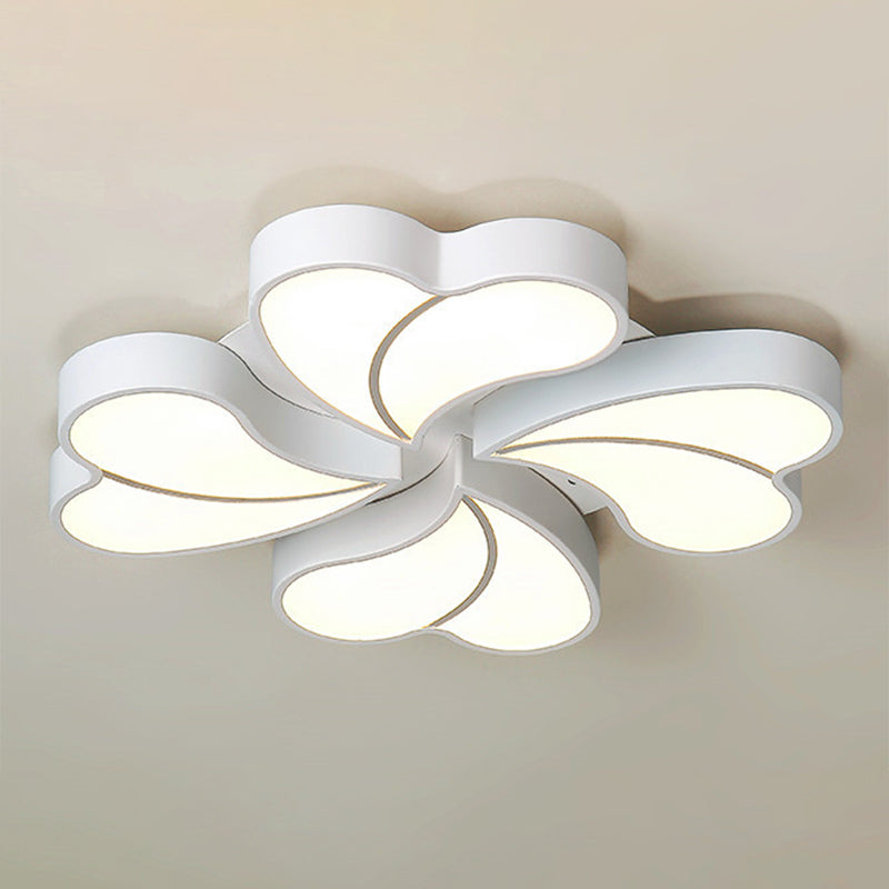 White Floral Flushmount Ceiling Lamp Modern Style Metal LED Flush Mount Lighting for Bedroom