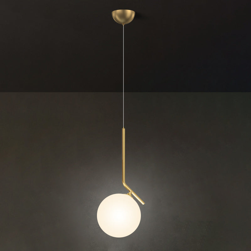 Mid-Century Design Globe Hanging Lamp Opal Frosted Glass Shade 1 Light  Pendant Light