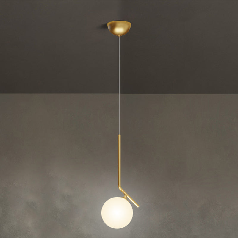Mid-Century Design Globe Hanging Lamp Opal Frosted Glass Shade 1 Light  Pendant Light