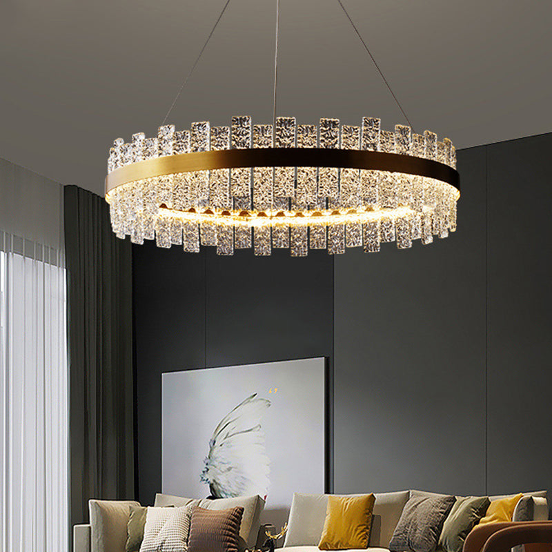 Art Deco Chandelier Gold Metal Crystal Round LED Pendant Lamp Best Lighting for Living Room
