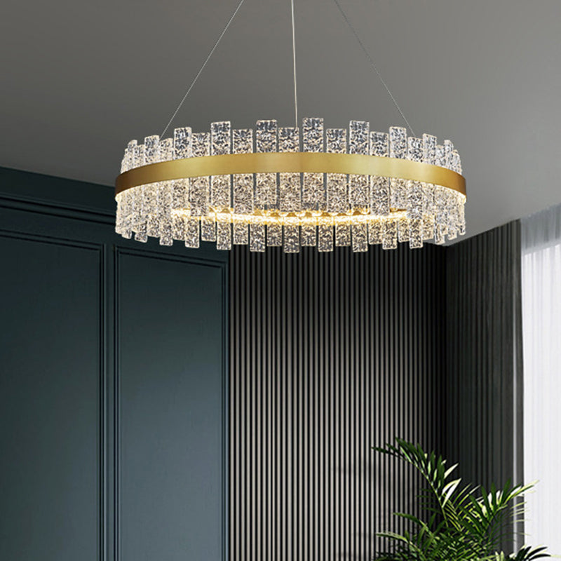 Art Deco Chandelier Gold Metal Crystal Round LED Pendant Lamp Best Lighting for Living Room