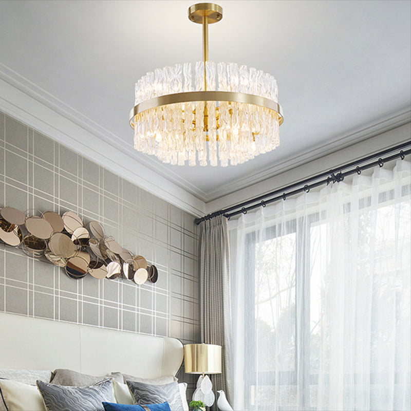 Moltiplicatore Crystal Crystal Light Modern Metal Round Living Room Lampella Luce in oro
