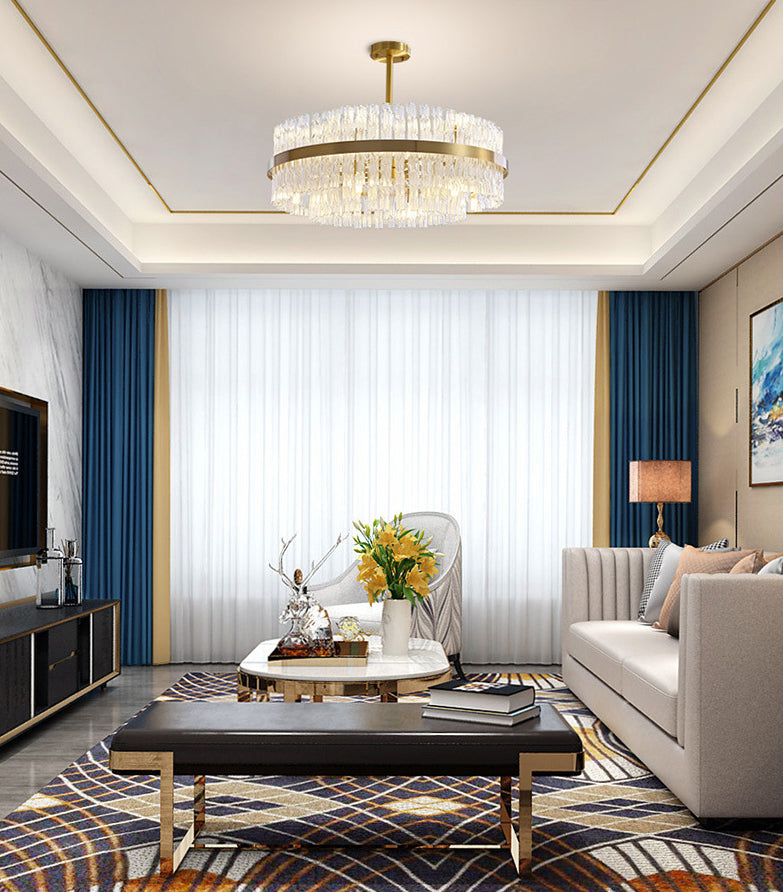 Moltiplicatore Crystal Crystal Light Modern Metal Round Living Room Lampella Luce in oro