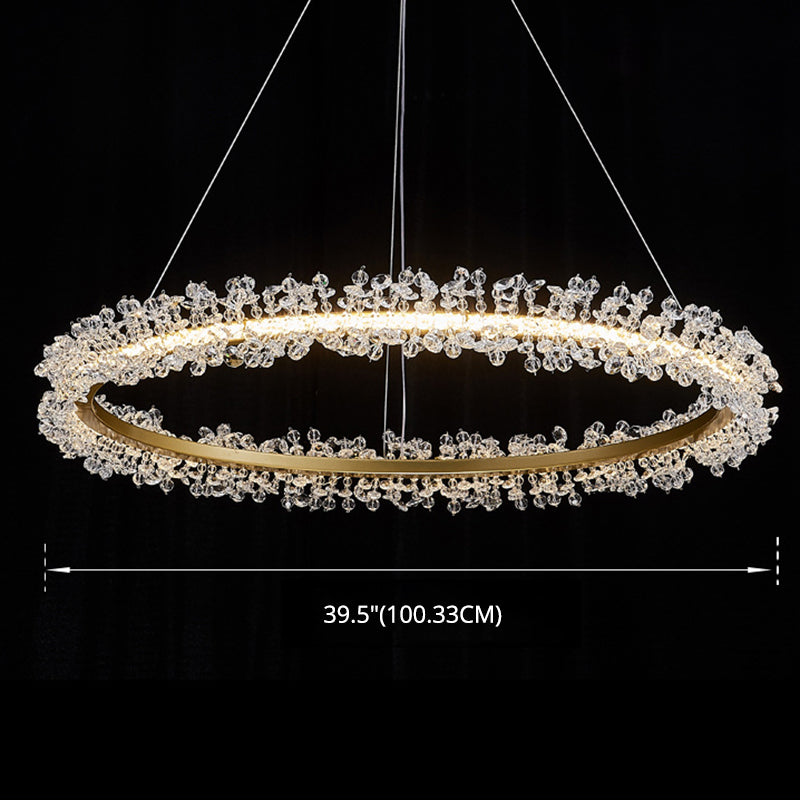 K9 Crystal Goldelier LED LED Minimalist Round Suspension Spender Light per camera da letto
