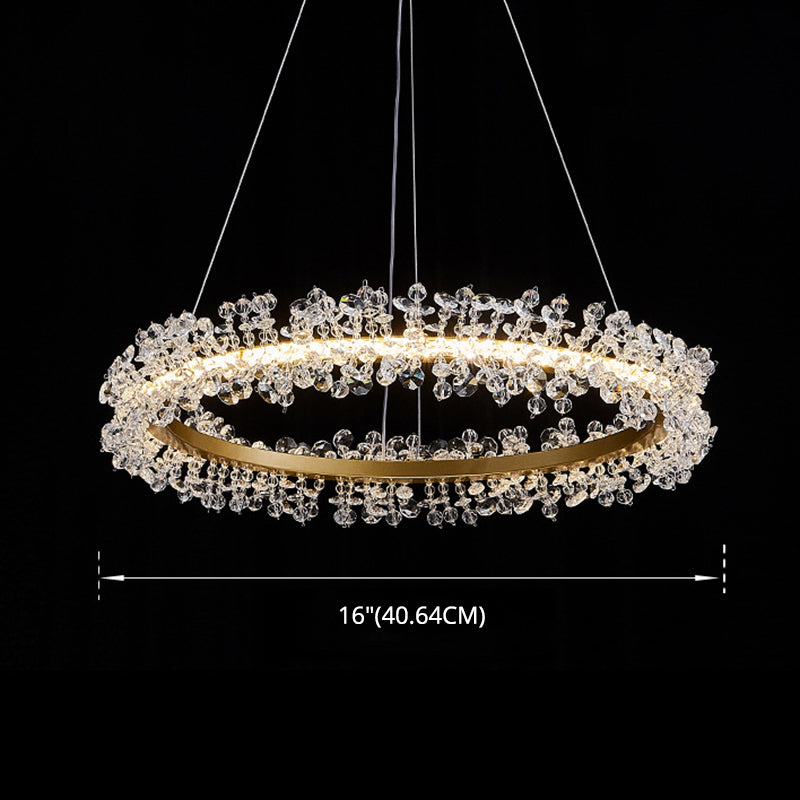 K9 Crystal Goldelier LED LED Minimalist Round Suspension Spender Light per camera da letto