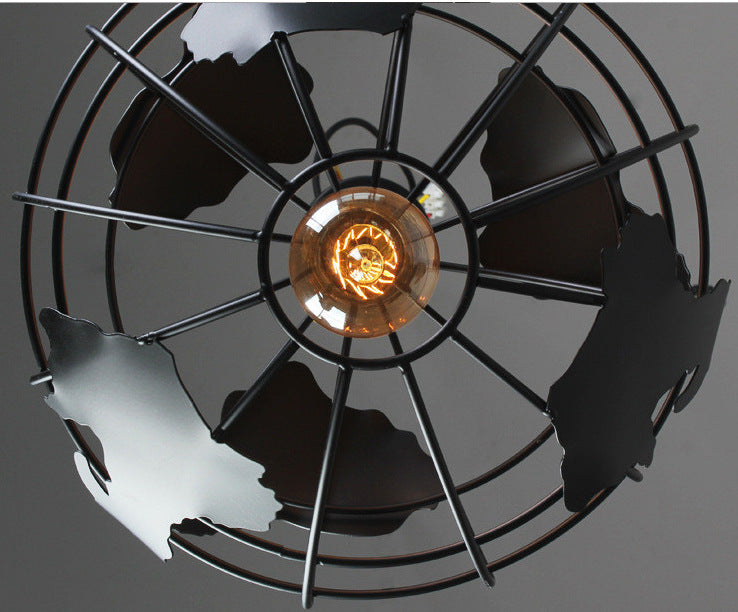 Industrial Orb Single Pendant Light Globe Metal Cage Shade Hanging Lamp for Living Room