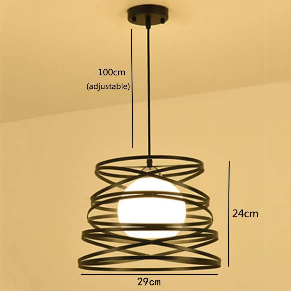 Black Metal 1 Light Pendant Light Indsutrial Retro Cylinder Cage Hanging Lamp for Restaurant