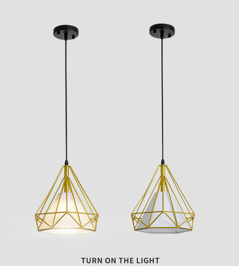 Diamond Iron Cluster Pendse Lighting Restaurante posmoderno Lámpara colgante en oro