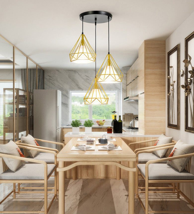 Diamond Iron Cluster Custing Lighting Post-Modern Restaurant Hanging Lamp in oro