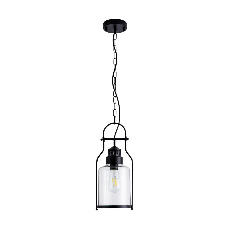 Nero 1 Light Light Light Light Industrial Cilindri Glassero Appednare lampada con giuntura in metallo