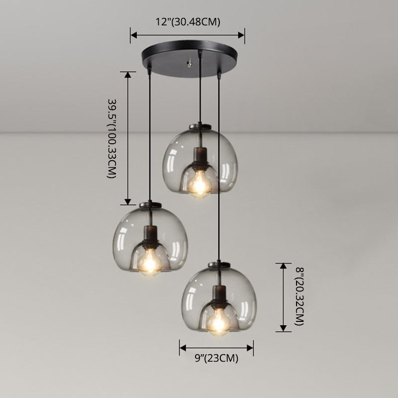 Black Spherical Pendant Light Modern Minimalist Clear Glass Dining Room Hanging Lamp