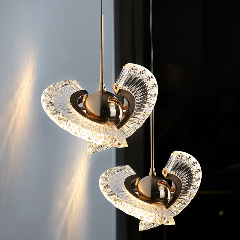 Goldene 1 leichte Anhängerlampe moderne minimalistische runde Kristall Wohnzimmer kleine hängende Lampe