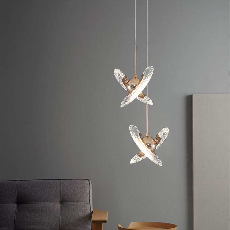 Goldene 1 leichte Anhängerlampe moderne minimalistische runde Kristall Wohnzimmer kleine hängende Lampe