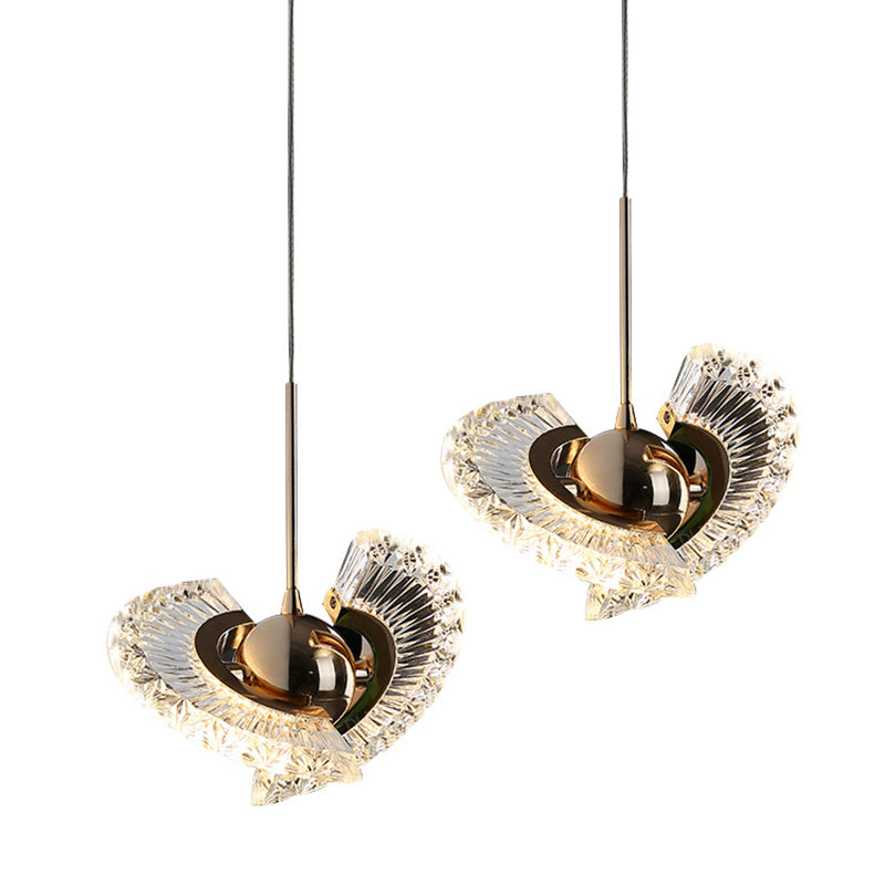 Goldene 1 leichte Anhängerlampe moderne minimalistische runde Kristall Wohnzimmer kleine hängende Lampe