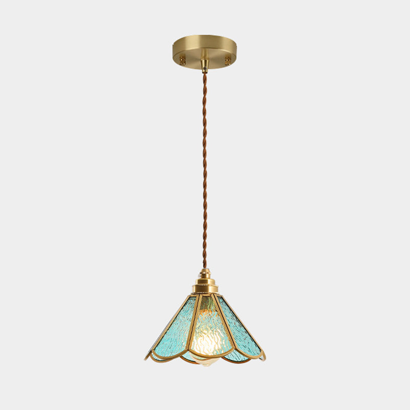 Lampada sospesa in vetro trasparente ghiacciato 1 lampada a sospensione in stile Tiffany Light per camera da letto