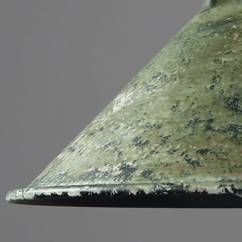 Industrial Wrought Iron Pendant Light 1 Light Metal Railroad Shade Lighting Fixture in Aged Rusty Finish