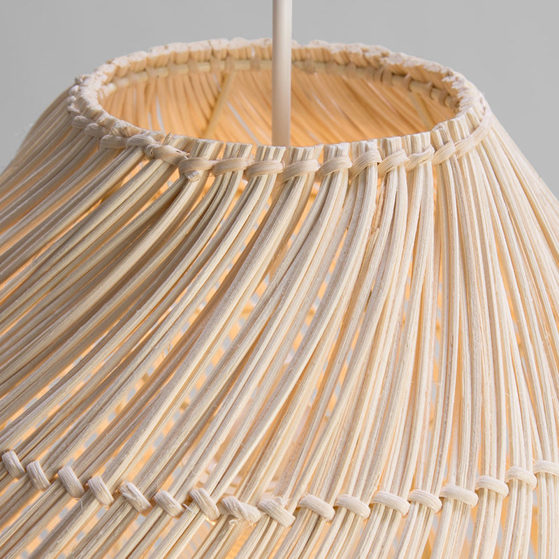 Asiatische Schlafzimmer im asiatischen Schlafzimmer hängend hängendes Rattan -Web -Glockenform -Anhänger -Beleuchtungsanlage mit 39 -Zoll -Draht