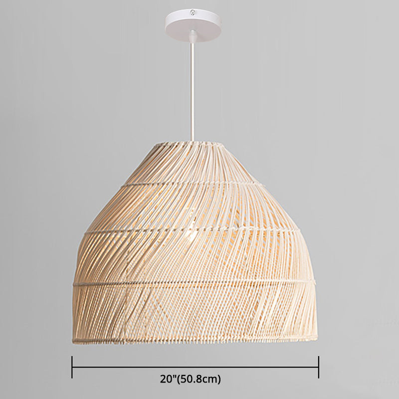 Asiatische Schlafzimmer im asiatischen Schlafzimmer hängend hängendes Rattan -Web -Glockenform -Anhänger -Beleuchtungsanlage mit 39 -Zoll -Draht