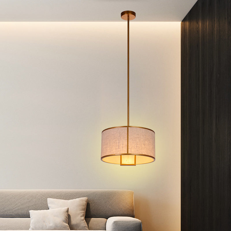 Feuille simple tissu tambour suspendu minimaliste salon suspendu avec une bielle suspendue en acier en carbone de 47 "