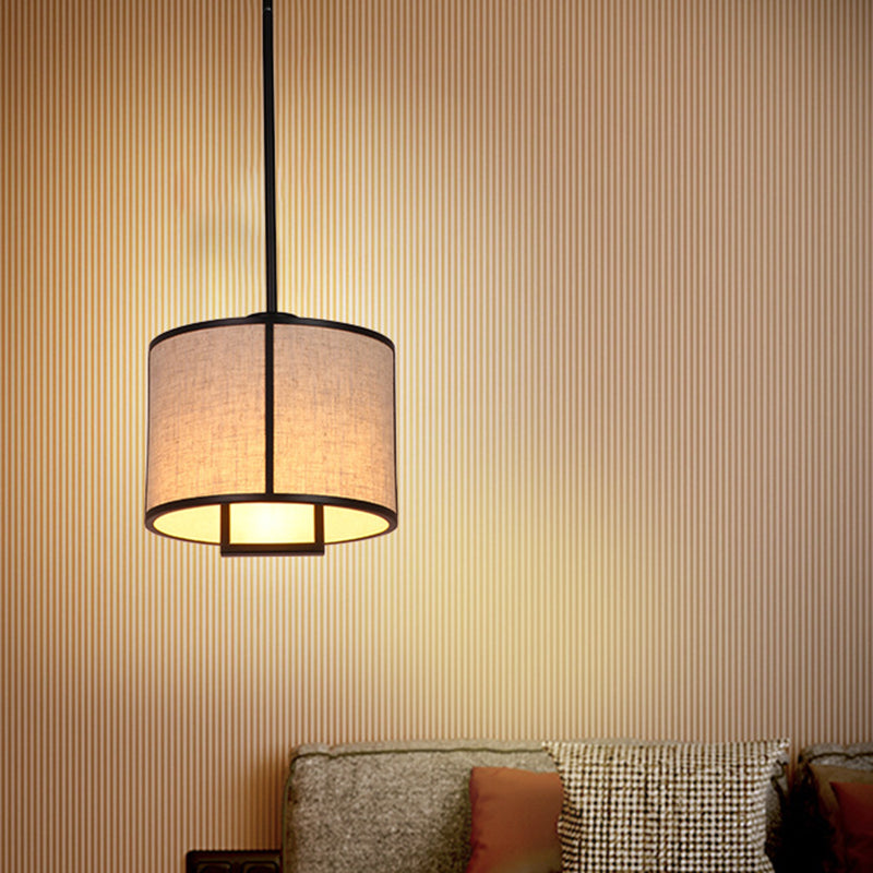 Feuille simple tissu tambour suspendu minimaliste salon suspendu avec une bielle suspendue en acier en carbone de 47 "