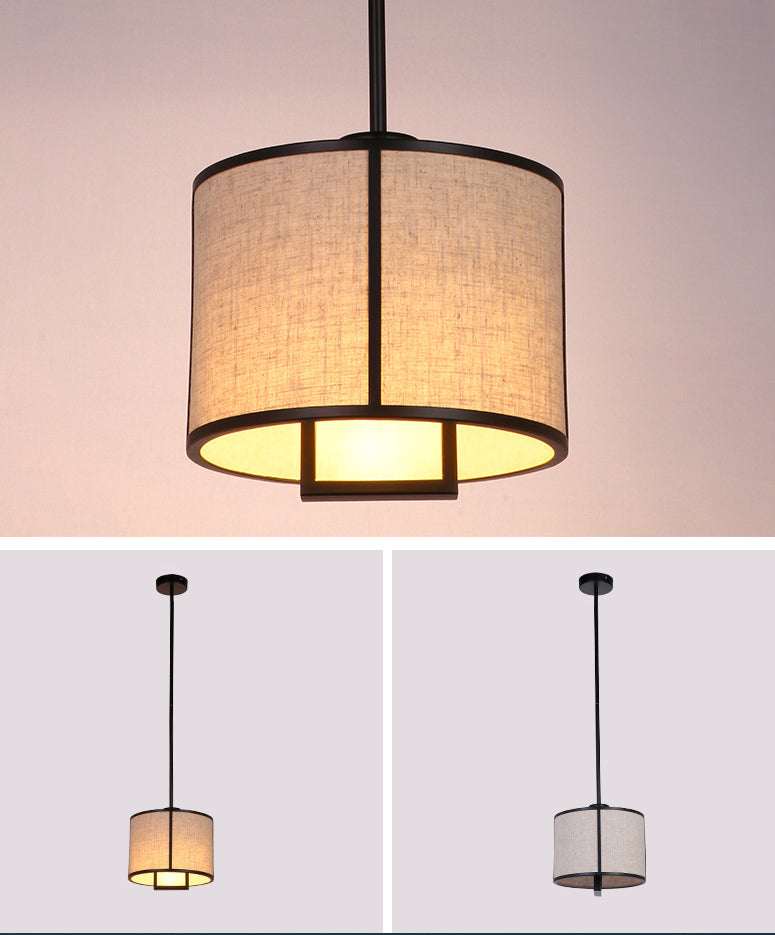 Feuille simple tissu tambour suspendu minimaliste salon suspendu avec une bielle suspendue en acier en carbone de 47 "
