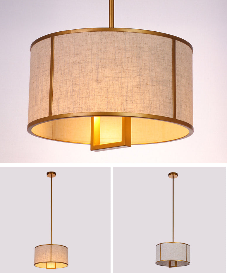 Feuille simple tissu tambour suspendu minimaliste salon suspendu avec une bielle suspendue en acier en carbone de 47 "