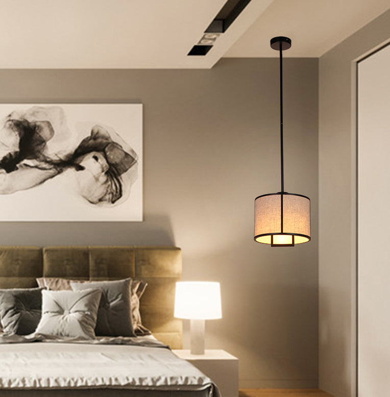 Feuille simple tissu tambour suspendu minimaliste salon suspendu avec une bielle suspendue en acier en carbone de 47 "