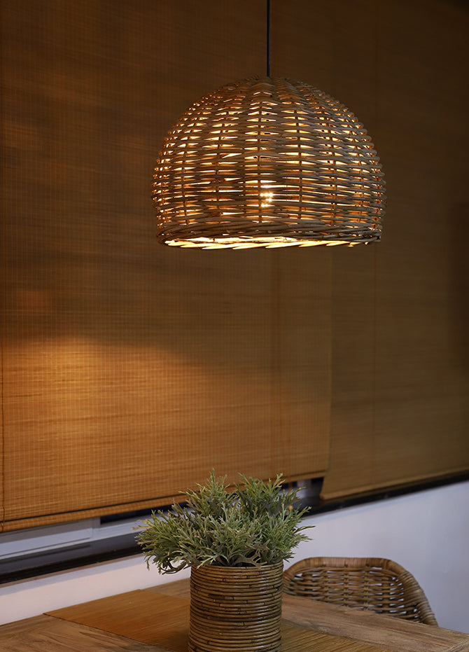 Rattan Bird Nest Shade Hanging Light Retro Hand-weaving Coffee Shop Lighting Fixture