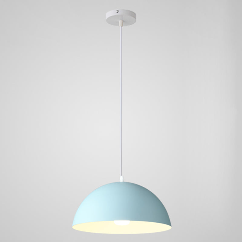 8 Color Optional Half Globe Pendant Lamp Macaron Simple Colorful Metal Hanging Light for Kitchen Dining Room