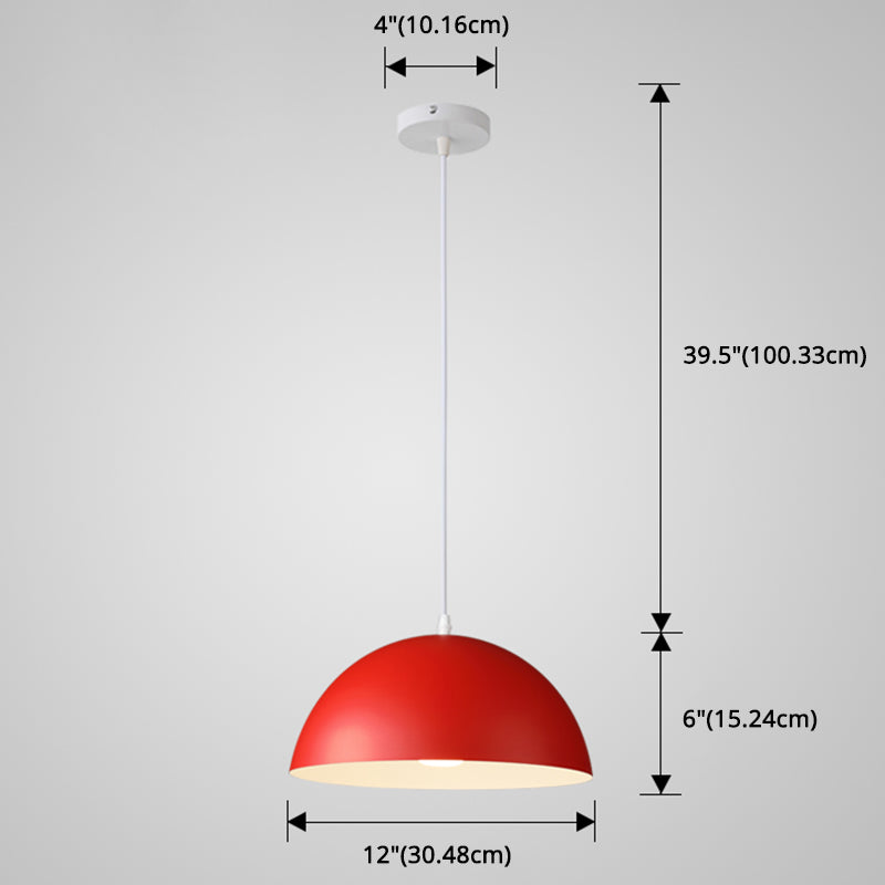 8 Color Optional Half Globe Pendant Lamp Macaron Simple Colorful Metal Hanging Light for Kitchen Dining Room