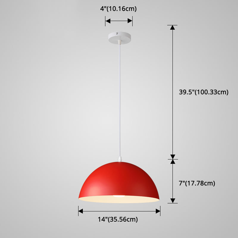 8 Color Optional Half Globe Pendant Lamp Macaron Simple Colorful Metal Hanging Light for Kitchen Dining Room