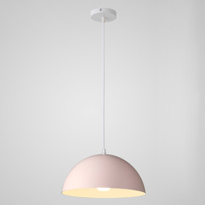 8 Color Optional Half Globe Pendant Lamp Macaron Simple Colorful Metal Hanging Light for Kitchen Dining Room