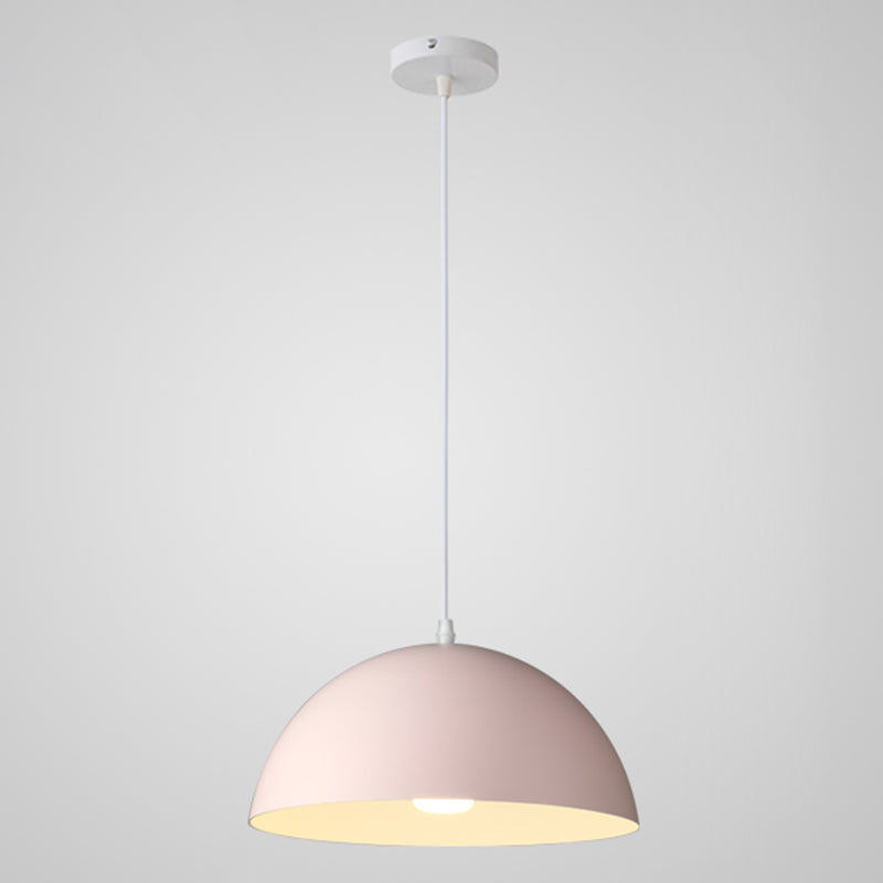 8 Color Optional Half Globe Pendant Lamp Macaron Simple Colorful Metal Hanging Light for Kitchen Dining Room