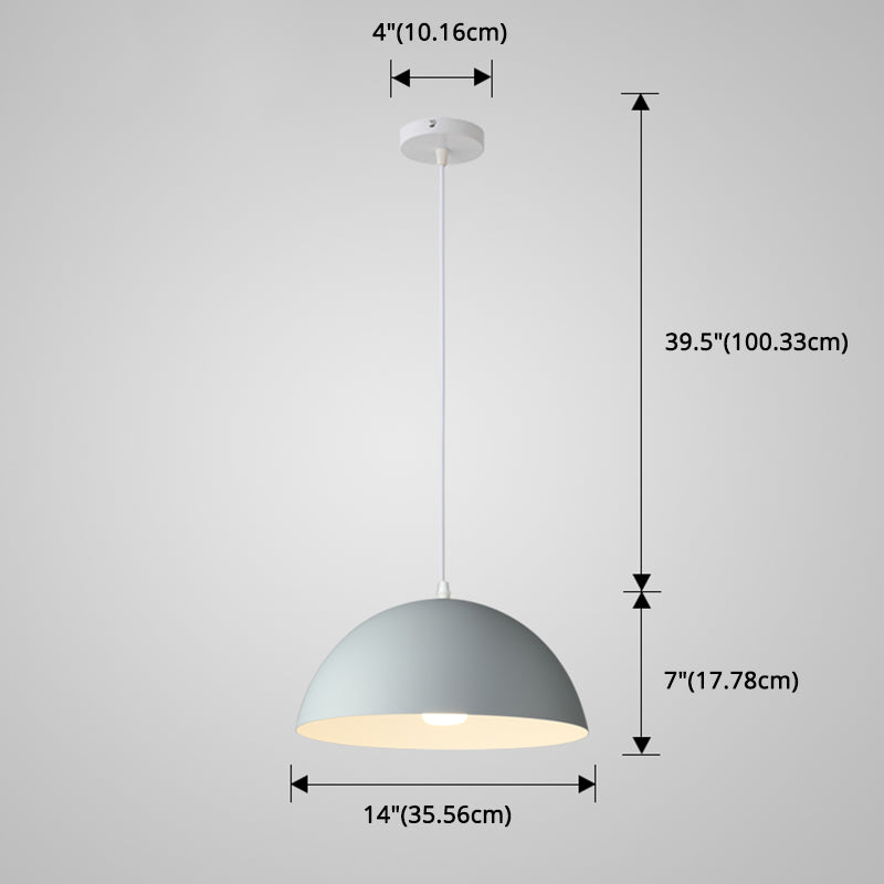 8 Color Optional Half Globe Pendant Lamp Macaron Simple Colorful Metal Hanging Light for Kitchen Dining Room