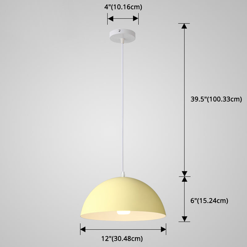 8 Color Optional Half Globe Pendant Lamp Macaron Simple Colorful Metal Hanging Light for Kitchen Dining Room