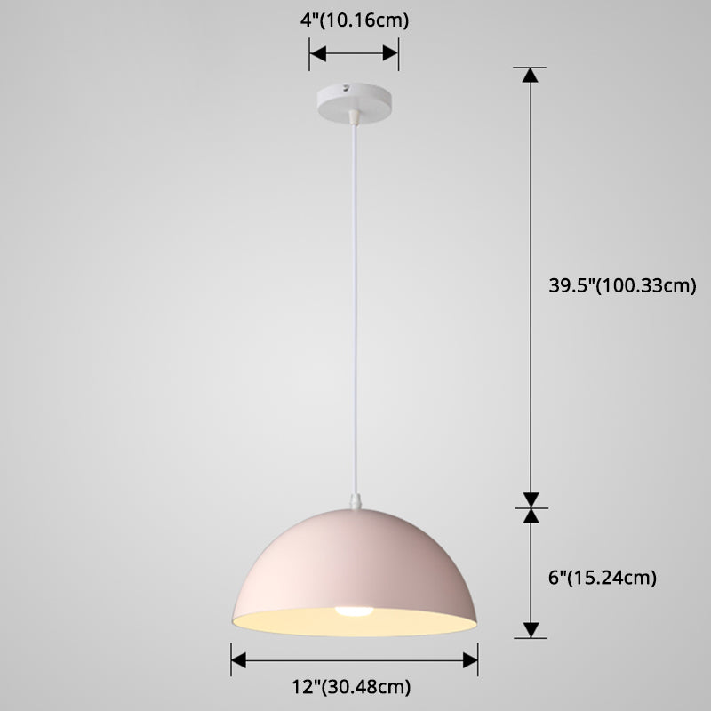 8 Color Optional Half Globe Pendant Lamp Macaron Simple Colorful Metal Hanging Light for Kitchen Dining Room