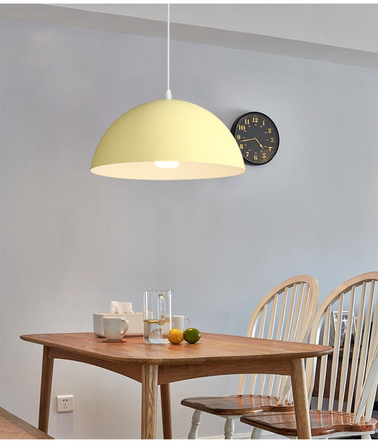 8 Color Optional Half Globe Pendant Lamp Macaron Simple Colorful Metal Hanging Light for Kitchen Dining Room