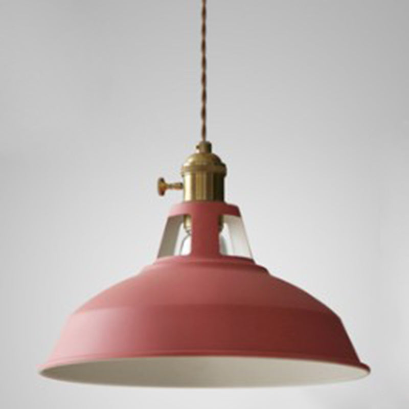 Kitchen Barn Metal Shade Pendant Lamp 1 Light Nordic Style Macaron Colored Hanging Lamp