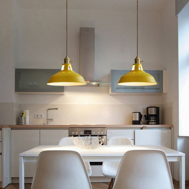 Kitchen Barn Metal Shade Pendant Lamp 1 Light Nordic Style Macaron Colored Hanging Lamp