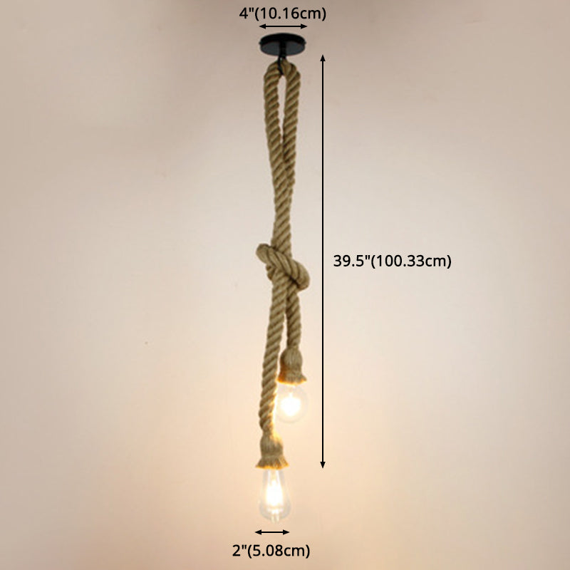 Natuurlijk hennep touwhangend licht retro industriële kale lamp enkel licht plafond hanger voor bar coffeeshop