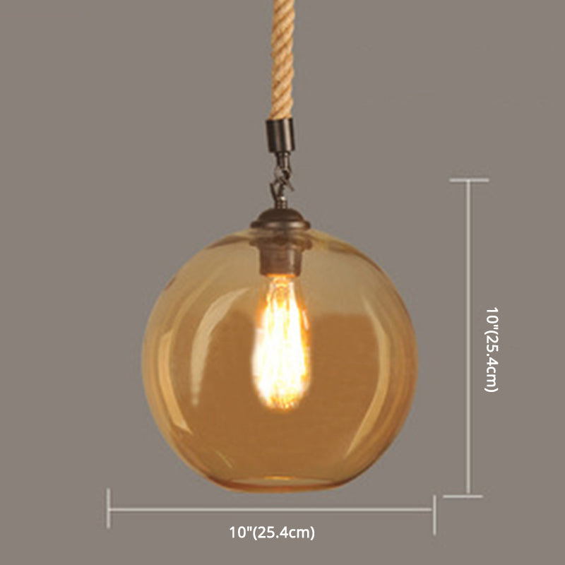 Bernsteinglas Globe Schatten Anhänger Leichtes Vintage Industrial Mini Hanging Lampe mit 39 Zoll verstellbarem Hängelseil